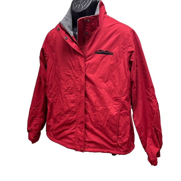 LL Bean Red Fleece Lined Jacket with Mountain Logo Size XL Hiking Winter Warm - Picture 2 of 16